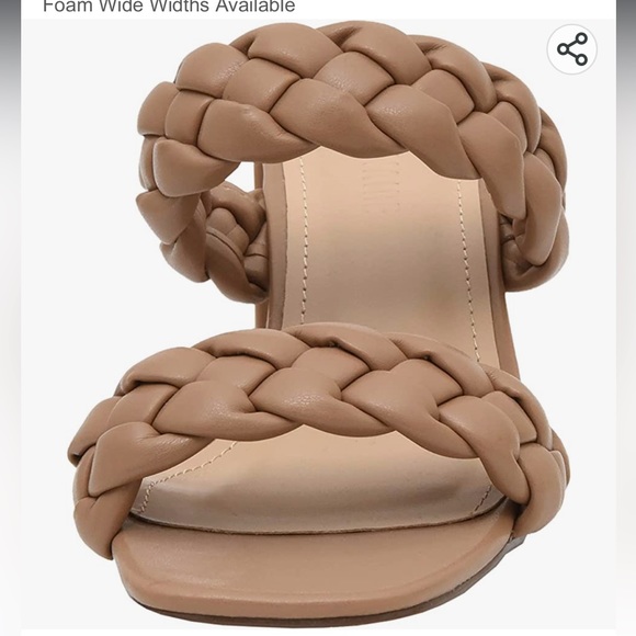 New CUSHIONAIRE Onyx Neutral Tan Braided Memory Foam Slide Block Heel Sandal 9 - Picture 3 of 10